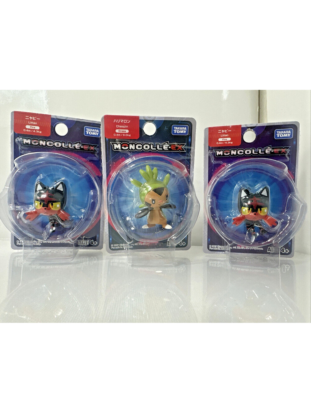 Pokemon Takara Tomy Moncolle EX Figure Lot of 3 Litten & Chespin Japan Import